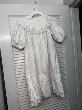 Paper White Vintage Lace Victorian Revival Dress Off White